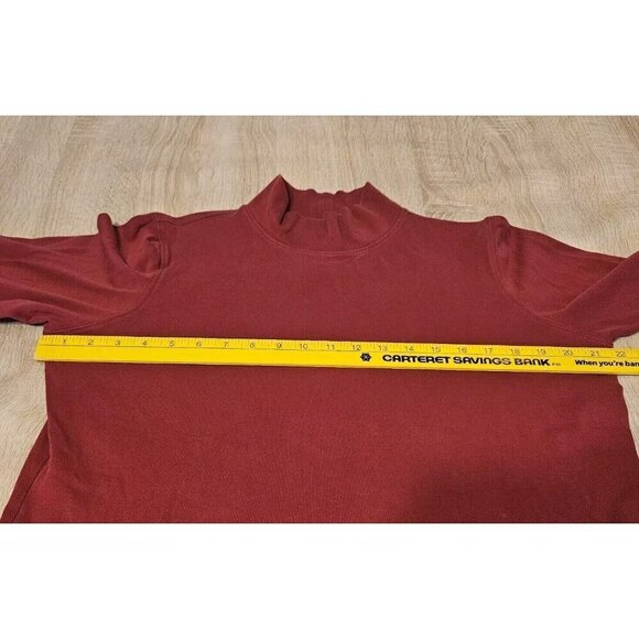 LL Bean Women's Mock Neck Long Sleeve Shirt Cotton Size Large Red - Picture 6 of 6